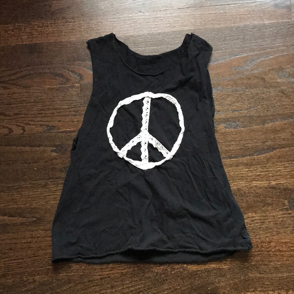black tank top with a peace sign size medium LF